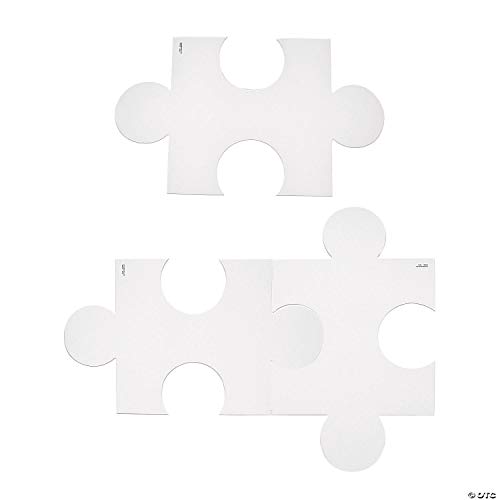 Fun Express Piezas de Rompecabezas Gigantes En Blanco DIY 14 Pulgadas Set de 24 Piezas | Para Niños 3-5, 4-6, 5-8, Actividades de Aula y Proyectos Grupales, Cartulina Blanca para Decorar miniatura 3