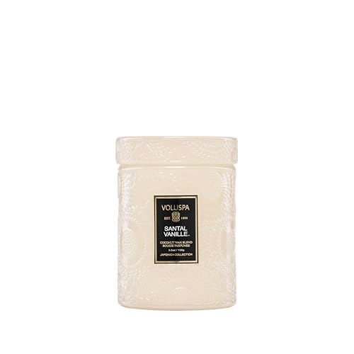 Image of Voluspa Santal Vanille, Small Candle Jar, 5.5 oz, 50 Hour Burn Time, Coconut Wax for Clean Burning, Handcrafted in the USA