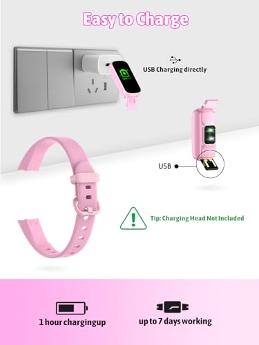 shylad Kids Fitness Tracker,Fitness Watch Waterproof Activity Tracker with HeartRate and Sleep Monitor,Stopwatch,11 Sport Modes,Great Gifts for Girls Boys Kids Age 6-13 Years Olds-Pink - 7