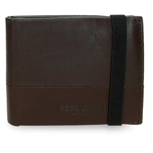 Pepe Jeans Ithaca Cartera con Cinta elástica Marrón 11,5x8,5x1 cms Piel by Joumma Bags