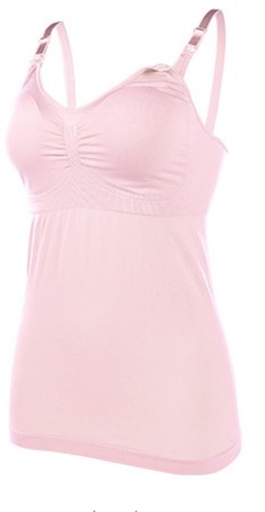 FabmeWomen's Maternity Pink Breastfeeding Clip Down Nursing Camisole/Nursing Tank Top/Comfy Nursing Sleepwear. All-in-One Pumping & Nursing Tank Top