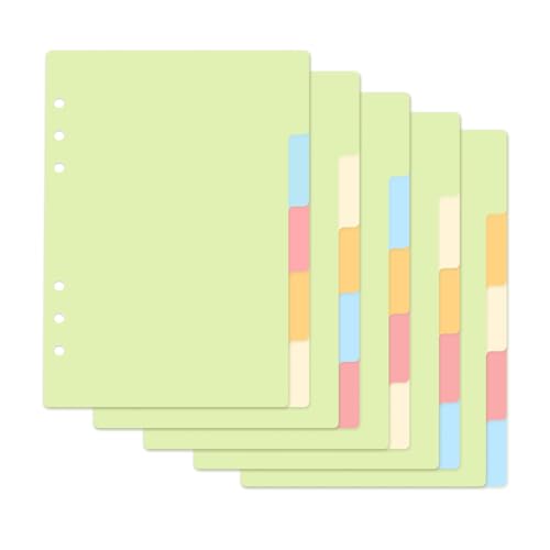FortuneGlobe 25 hojas/5 juegos de separadores A5, 21 x 15 cm, 5 tarjetas de colores de 6 agujeros, índice de calidad para carpetas A5, cuaderno de hojas móviles y organizador personal FortuneGlobe 25 hojas/5 juegos de separadores A5, 21 x 15 cm, 5 tarjetas de colores de 6 agujeros, índice de calidad para carpetas A5, cuaderno de hojas móviles y organizador personal