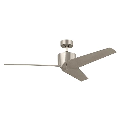 Kichler Almere 56 in 3 Blade Indoor Ceiling Fan without Light, Modern Steel Body with Washed Grey ABS Blades in Brushed Nickel for Living Room, Bedroom, Dining Room, 330130NI by Kichler - Used condition - US$168.18