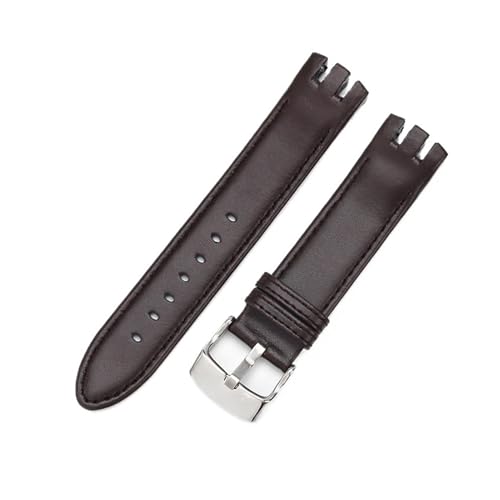 Correa de reloj cuero tres tenedores curvos repuesto exacto para Swatch YTS402 YTS409