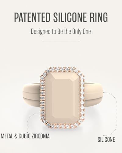 rinfit women39s silicone wedding band - promise rings for her - emerald cut with cubic zirconia - patented design