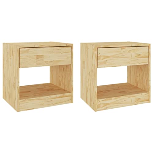 vidaXL 2X Bois de Pin Massif Tables de Chevet Tables de Nuit Armoires de Chevet Armoires de Lit Chambre à Coucher Intérieur 40x31x40 cm