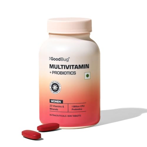 Image of The Good Bug Multivitamin Tablet for Women| 23 Vital Nutrients including Zinc, Magnesium, Vitamin B,C,D, Calcium for Energy, Immunity, Radiance, Strong Bones and Overall Health| Veg 60 Tablets