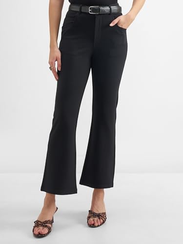 Image of Tokyo Talkies Women's Stretchable Bootcut Pants | High Rise Flared Trousers |Travel & Formal Wear|Workwear Trousers