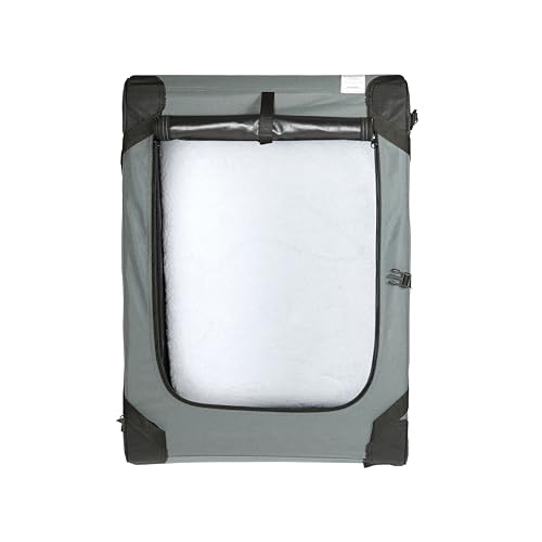 Amazon Basics Tragbarer, faltbarer Reisezwinger mit weichen Seiten und 4 Türen, Größe L, für Katzen, Hunde, Hasen und andere Kleintiere, Grau, L 91 x B 61 x H 61 cm