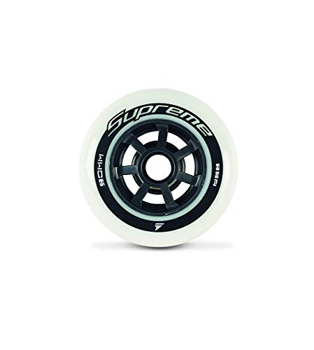 Rollerblade Supreme 90mm 85A Wheels, 8 Pack, White, US Unisex ST
