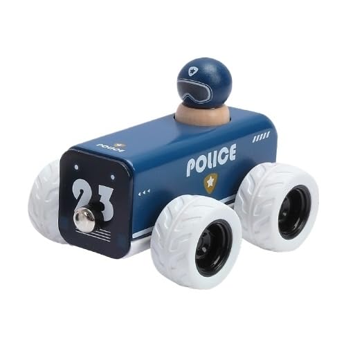 BEIBEINOYA 幼児向け知育木製ラジコンカー 消防車・警察車・救急車3-in-1磁吸玩具 1?3歳児向け 手と頭を使う感覚訓練玩具 静音スムーズなタイヤ 軽く引くだけで繰り返し遊べる 1歳誕生日プレゼントに最適 木製で毛刺なし安全