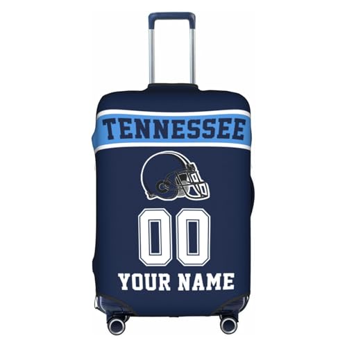 Image of Custom Tennessee Luggage Cover Personalized Football Style Suitcase Cover with Name Number Customized Washable Elastic Sports Travel Suitcase Protector for Business Vacation Gifts