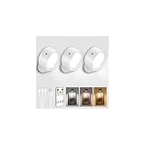 LED Wall Mounted Lights, Rechargeable Wall Sconces with Remote & Touch Control, 3 Color Temperatures 360° Rotation Dimmable Cordless Wall Light for Bedroom Study Reading Bedside (White, 3 Pack)