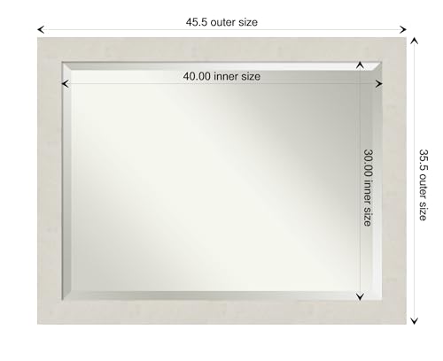 Image of Amanti Art Framed Vanity Mirror | Bathroom Mirrors for Wall | Rustic Plank White Mirror | Wall Mounted Mirror | X-Large Mirror | 35.38 x 45.38