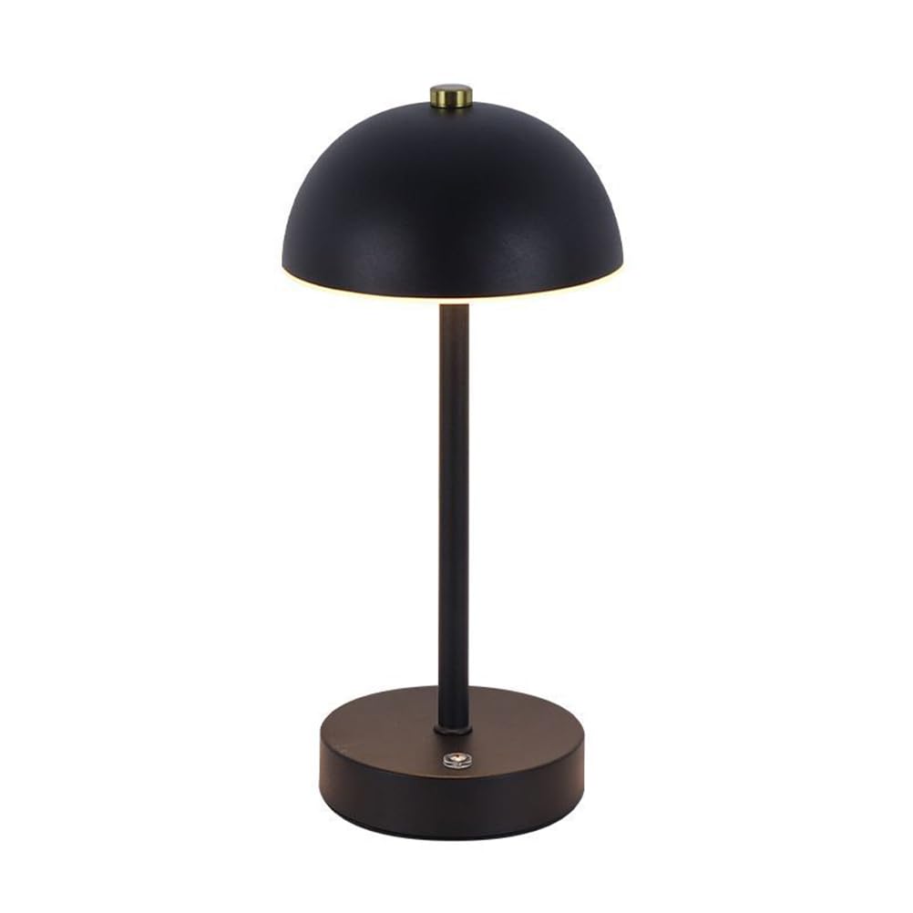Aola Black Led Table Lamp Wireless Dimmable Touch Lamp Mushroom Battery Table Lamp Usb Rechargeable Battery Mushroom Lamp Bedside Lamp Without Cable For Terrace Restaurant Bedroom,