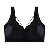 MOONBADI BH Tiefer Ausschnitt Sexy Unterwäsche Bügelloser Extrem Sexy Gepolster Spitzen BH schwarz Vollschaler Alltag BHS 105F
