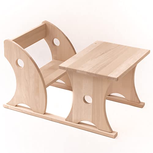 JOWE Pikler Essb&auml;nkchen | Kindertisch aus Holz Made in Austria | Pikler Sitzb&auml;nkchen aus Buche | Kindertisch mit Bank (Buche naturbelassen)