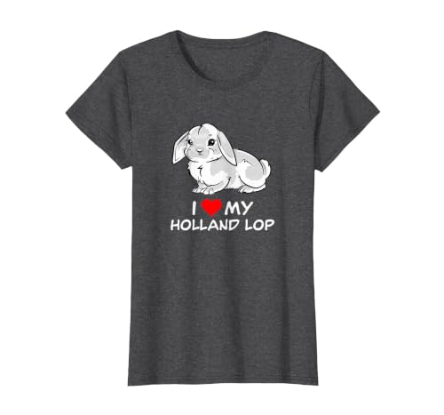 I Love My White Holland Lop Rabbit T-Shirt, Women, Dark Heather Grey, X-Small