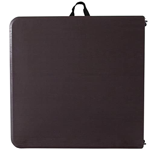 Flash Furniture Mills 4-Foot Height Adjustable Bi-Fold Brown Wood Grain Plastic Folding Table With Carrying Handle #TOP4