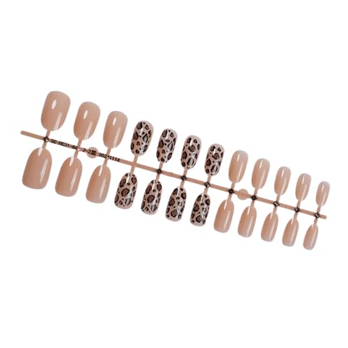 24%短いアーモンドヒョウズプレス爪の光沢のある偽の爪冬の爪フルカバー釘に貼り付けるのは簡単です