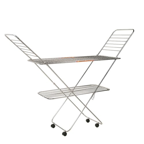 Image of Vasnamm Butterfly 25 Rods Stainless Steel Cloth Drying Stand - Compact Design, Easy Movement on Tyres, Sturdy Design (25 RODS)