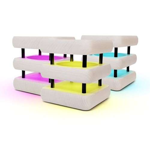 Friendship Lamp® by Filimin Mini Square Mid-Century WiFi Touch Lamp LED Light for Long Distance, Connection, Friend Gifts, Relationship, Unique Lamp, App Setup, 200+ Colors - White/Black Set of 3