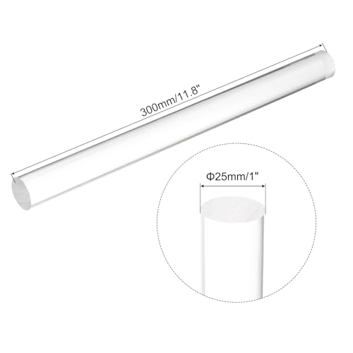 Image of MECCANIXITY Acrylic Round Rods 1 inch x 12 inch Clear Acrylic Dowel Rods Sticks Plastic Sticks Strip for DIY Crafts Lighting Gardening Decoration - 25mm x 300mm