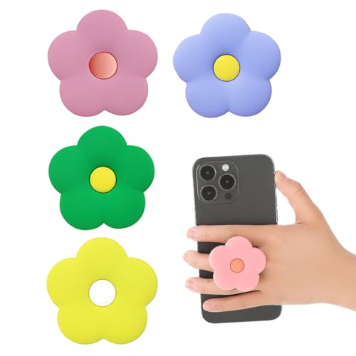 JYNXOR 4 Piezas Soporte para Teléfono en Forma de flores Agarre para Móvil Soporte Ajustable para Teléfonos Inteligentes Agarre Ergonómico y Colorido para Smartphone Accesorios de Teléfono