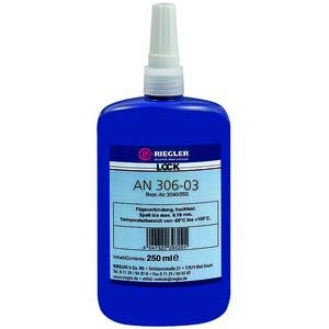 RIEGLER Lock AN 306-03, adhesivo anaeróbico, alta resistencia, bajo visco, seguridad para tornillos, temp. -60 °C hasta 150 °C, 250 ml.