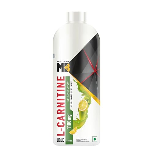 MuscleBlaze Liquid L-Carnitine 1100 Mg (Key Lime,450 Ml,30 Servings)|Converts Fat Into Energy,1 Count