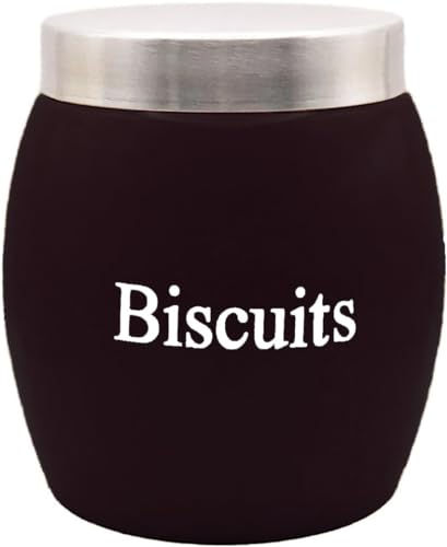 Nobel Biscuits, Cookies Canisters, Storage Barrel Style,Stainless Steel Lid, Rust Resistant,Powder Coated Ideal for Kitchen Storage (Black)