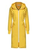 ELESOL Womens Lightweight Hooded Waterproof Long Windbreaker Active Outdoor Rain Jacket Yellow