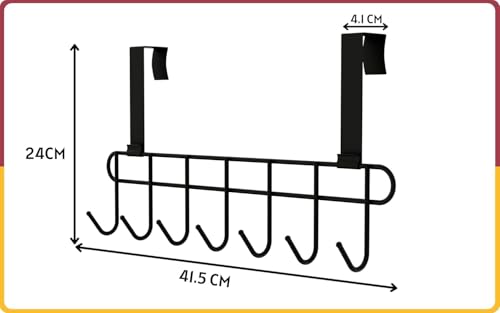 Image of Heavy Duty Over Door Hanger for Cloths, Drill Free Door Hanging Hooks Suitable for Bathroom, Bedroom, Kitchen | Removable Door Hanger | Scarf, Coat, Towel Holder | Steel