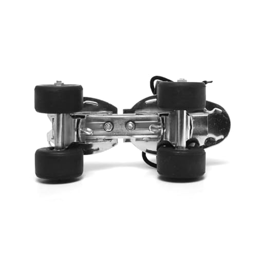 Image of Jonex Unisex Fibrol Adjustable Quad Roller Skates for Junior Kids (3-6 Years), Indoor Outdoor Wheels, Metal Body, 51 mm Wheels, Color - Black
