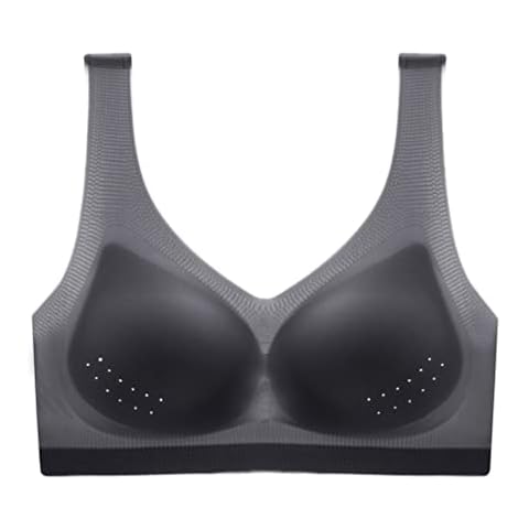 MINUOYI Summer Traceless Cool Mesh Wire Free Breathable Cup Vest Style Push Up Slimmer Look Comfortable Sport Sleep Bras (as1, Alpha, l, Regular, Regular, Black, Large) Cover