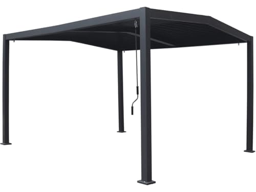 Pergola bioclimatica tetto a 2 lati "Victoria" in alluminio e metallo - 3,5 x 4 m - Grigio