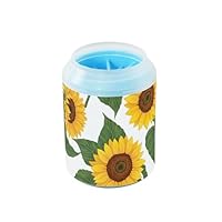 ODAWA Yellow Sunflowers Green Leaves Dog Paws Cleaner Effective Mud Removal Paw Washer for Medium Dogs