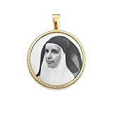 Genérico Medalla Santa Ángela, Plata de Ley Chapada en Oro, Forma Circular, 22 mm, Colgante Religioso