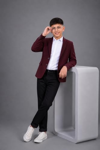 Image of SaintX Kids Boys Premium Blazer | Stretchable Structured Performance Grade Fabric | Fully Lined | Slim Fit | Formal & Casual Multi-Purpose Coat (1-14 Years KB02)