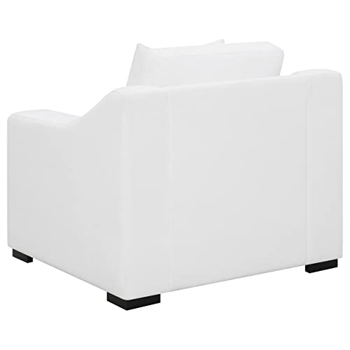 Sillón con tapizado de tela blanco y brazos rectos miniatura 6