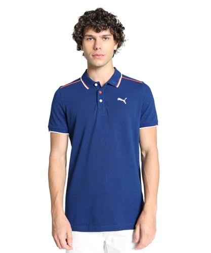 Image of Puma Men Tipped Collar Pure Cotton Regular Fit Polo Shirt