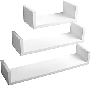 WOLTU Floating Shelves White Set of 3 U Shaped Floating Shelves RG9239ws