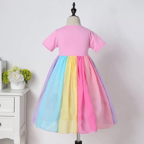 Toddler Kids Baby Girl Summer Dress Clothes Rainbow Ruffle Strap Dress Backless Princess Sundress Playwear Outfits3