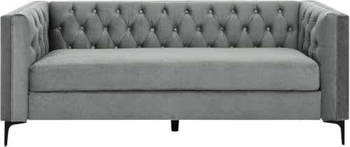 Image of Chesterfield Traditional 3 Seater Luxury Sofa Loving Sofa Button Tufted for Living Room, Guest Room, Bedroom, and Your Loving Space (Dark Grey)