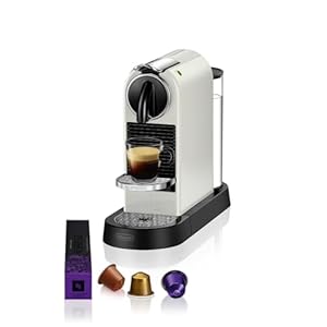 Nespresso De’Longhi EN167.W Citiz Kaffeekapselmaschine, Hochdruckpumpe und ideale Wärmeregelung ohne Aeroccino (Milchaufschäumer), Energiesparfunktion,1260W,37.4 x 11.9 x 25.5 cm, Creme-weiß