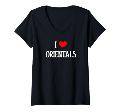 Photo de Femme I Love Orientals I Heart Orientals Chat amoureux des chats T-Shirt avec Col en V