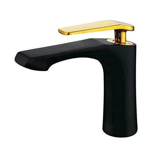 Mitigeur de salle de bain en laiton noir avec cartouche céramique durable BF999