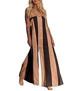 OLAPTA Women Striped Wide Leg Jumpsuits 2025 Summer Casual Strapless Long Rompers Loose Trendy On...