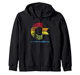 commodore 64 c64c COMMODORE C64 – Camiseta con letra mayúscula Rainbow, color a rayas lavadas a la piedra, efecto grunge, versión 1