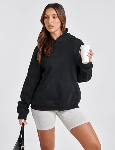 SAFRISIOR Oversized Hoodies for Women and Men Couples Fleece Basic Solid Hooded Sweatshirt Pullover Jackets